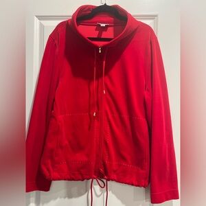 Elegant Red Velvet/Velour Jacket and Pants with Bling Trim